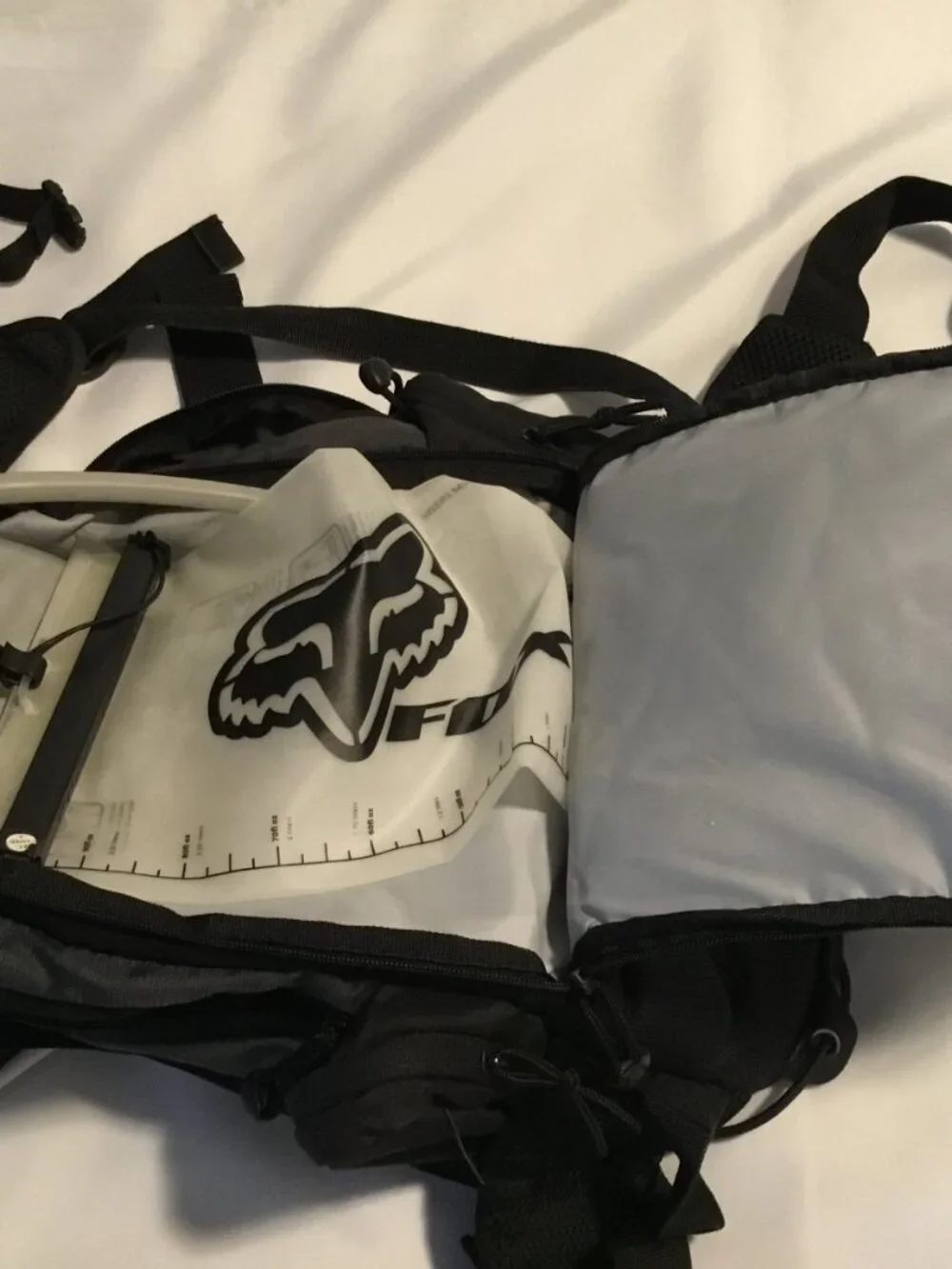 Fox Racing Motocross Large Backpack Black Grey Padded Straps Rubber Logo